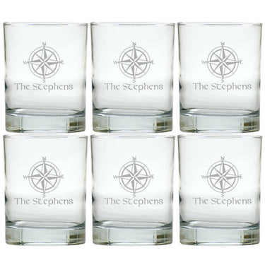 Personalized Nautical Glasses, Double Old Fashioned, Set of 6 Drinkware Sets Nautical Living